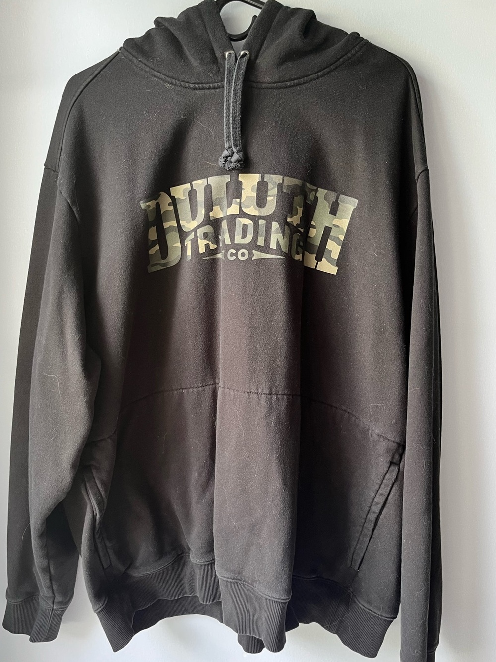 Duluth Trading Co Men's 3XL Black Hoodie Camo Logo Pullover Sweatshirt